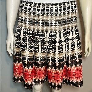White House Black Market Black and White Smocked Skirt- size medium